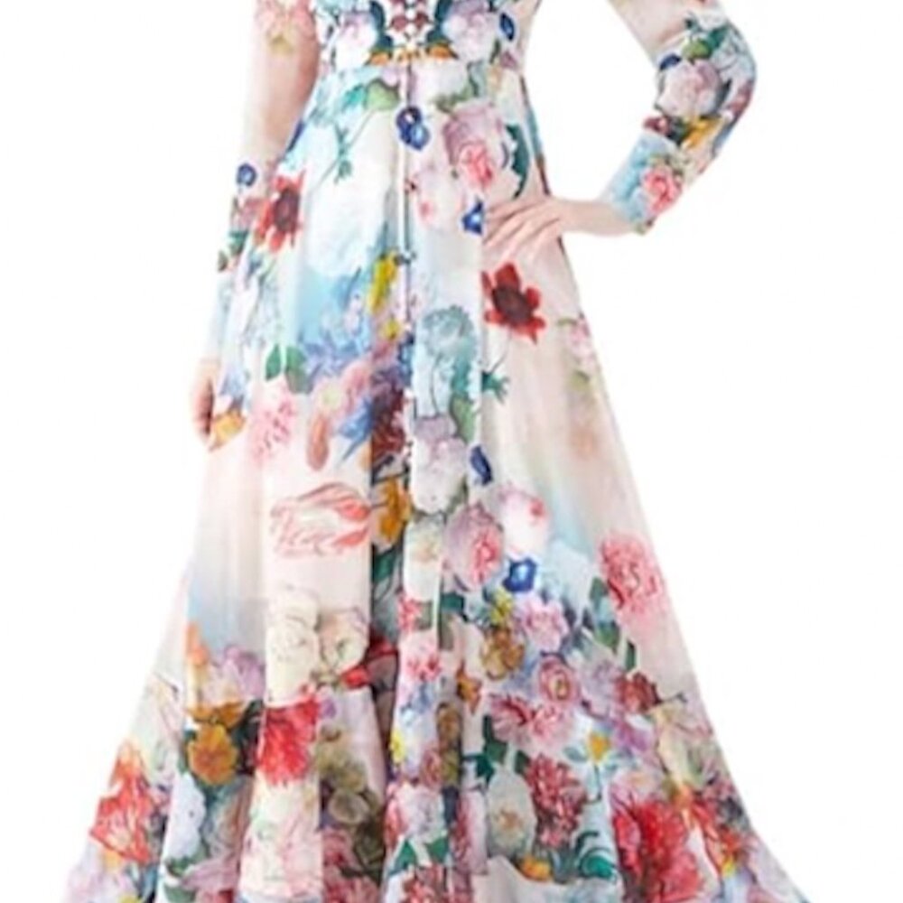 NWT Dalia MacPhee Floral Garden French Country Style Feminine Maxi Dress - Picture 4 of 16